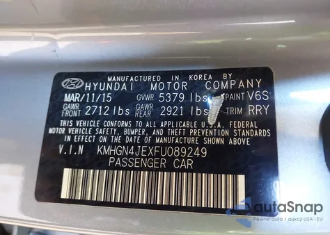 2015 Hyundai Genesis 3.8 z USA, uszkodzony, nr VIN KMHGN4JEXFU089249